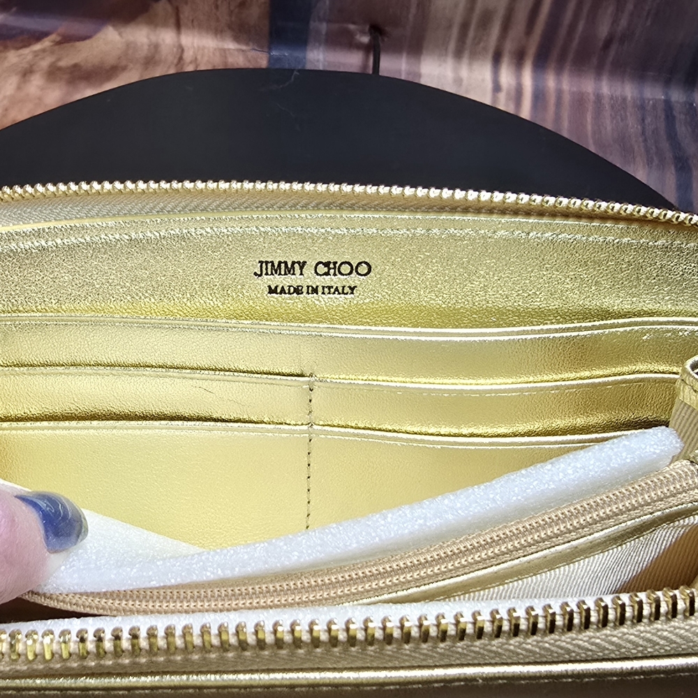 Jimmy Choo Gold Metallic Star-Studded Wallet - NWOT - COA - Picture 13 of 16